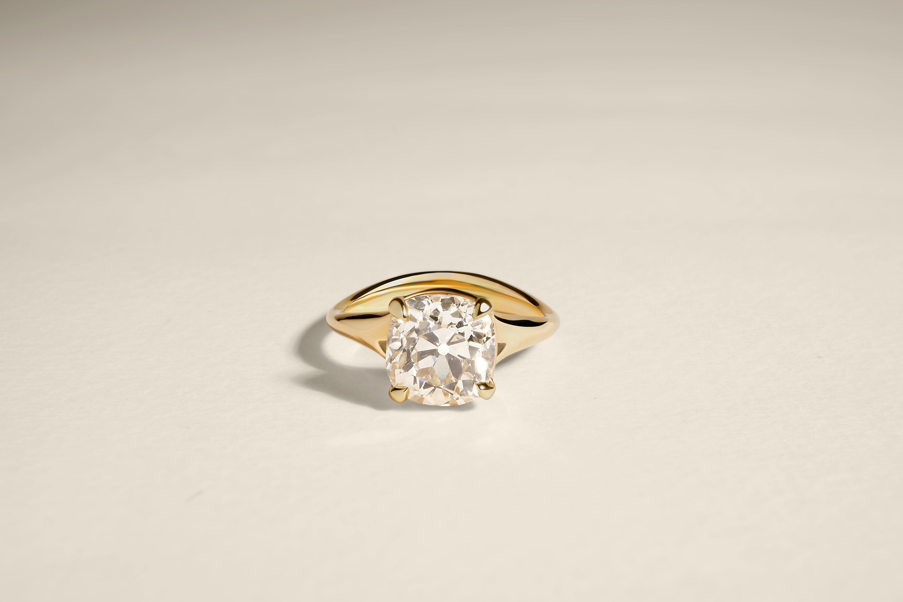 3.18 Carat Old Mine Cut Diamond Dea Engagement Ring