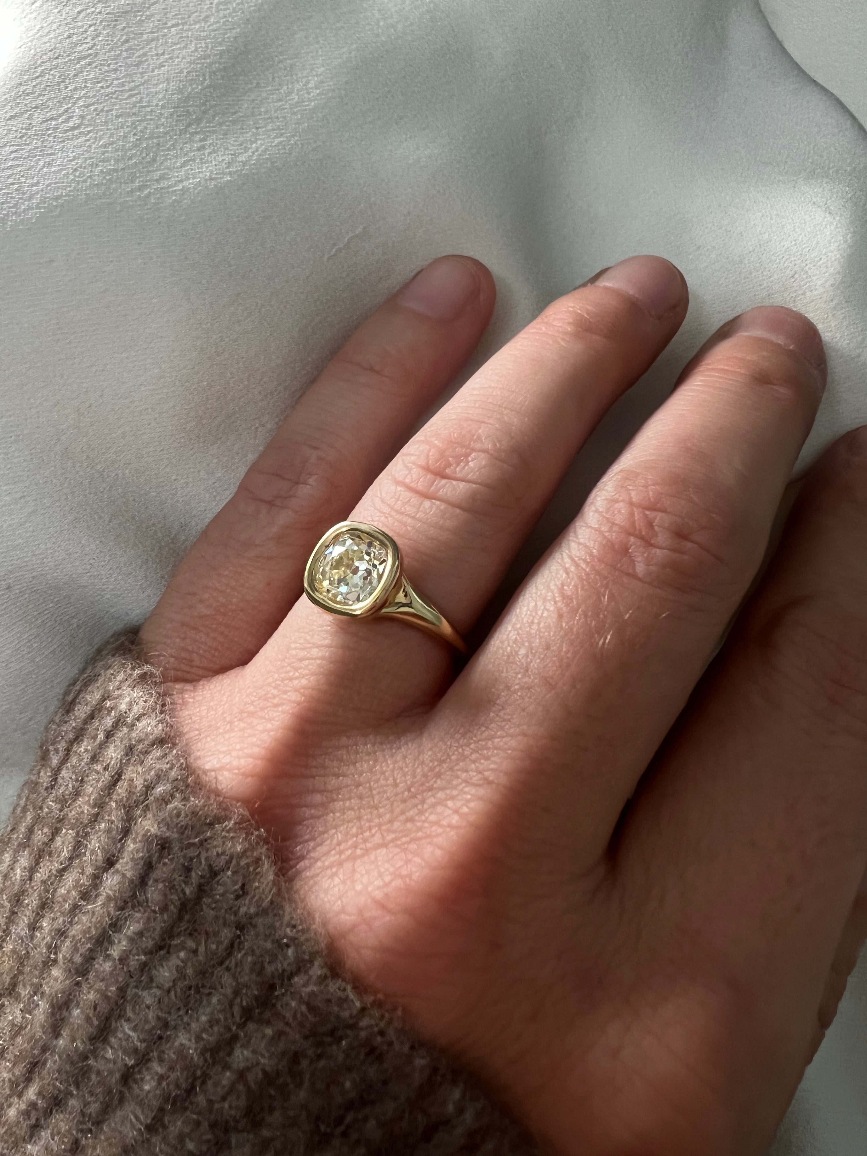 1.73 Carat Old Mine Cut Diamond Seraph Engagement Ring