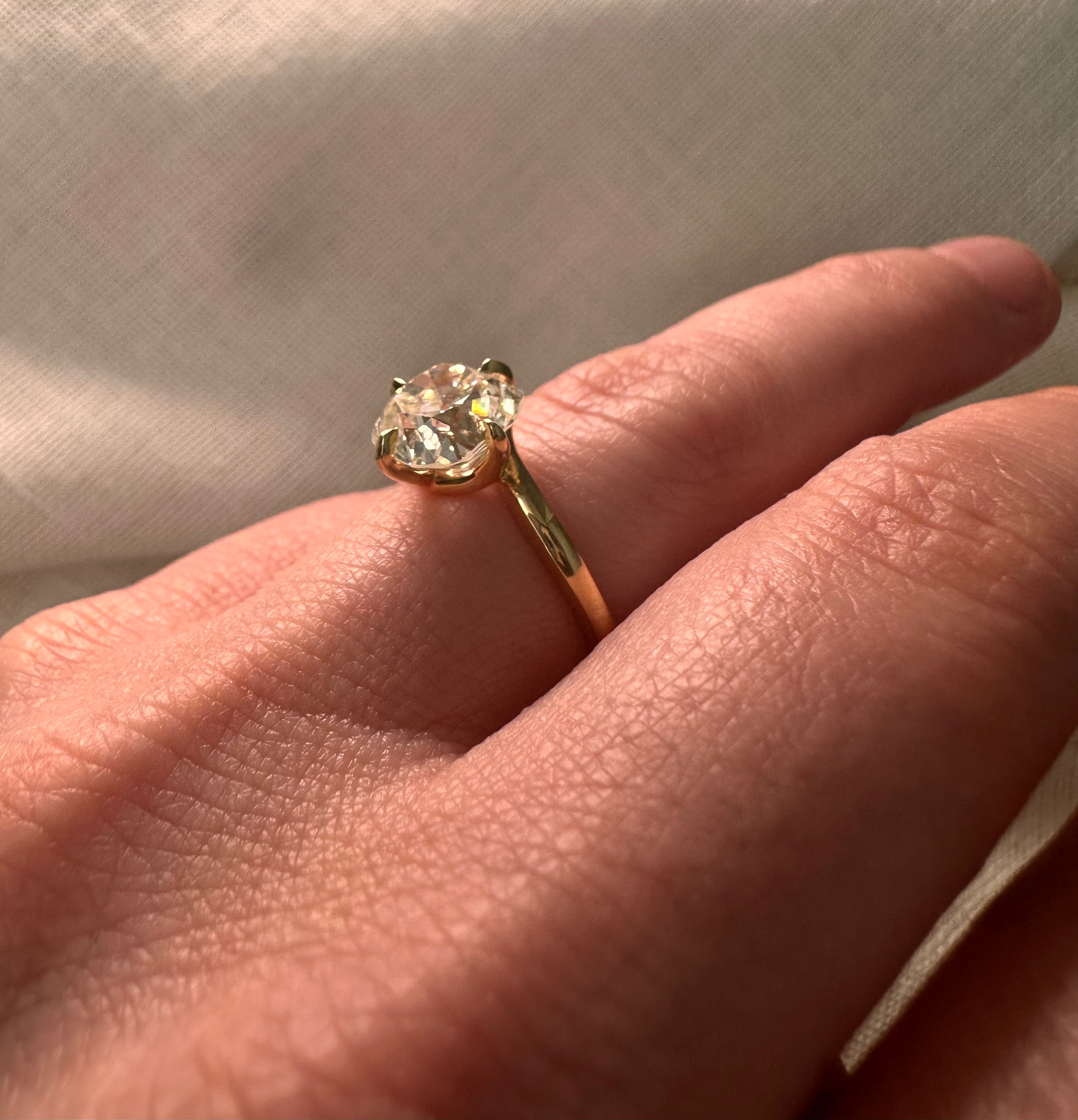 3.00 Carat Antique Cushion Brilliant Diamond Nodo Ring