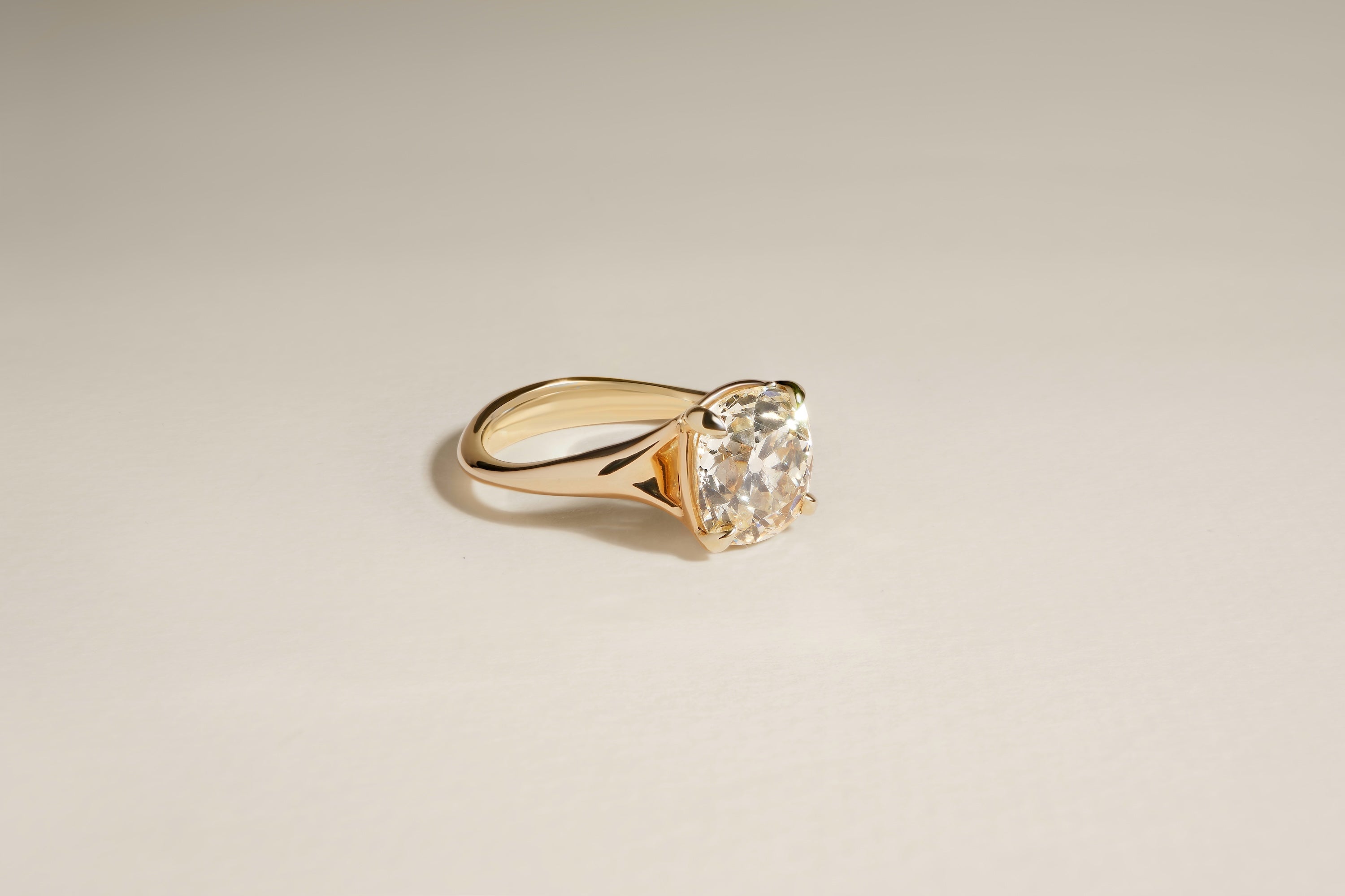 3.18 Carat Old Mine Cut Diamond Dea Engagement Ring