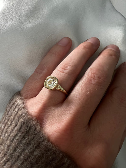 1.73 Carat Old Mine Cut Diamond Seraph Engagement Ring