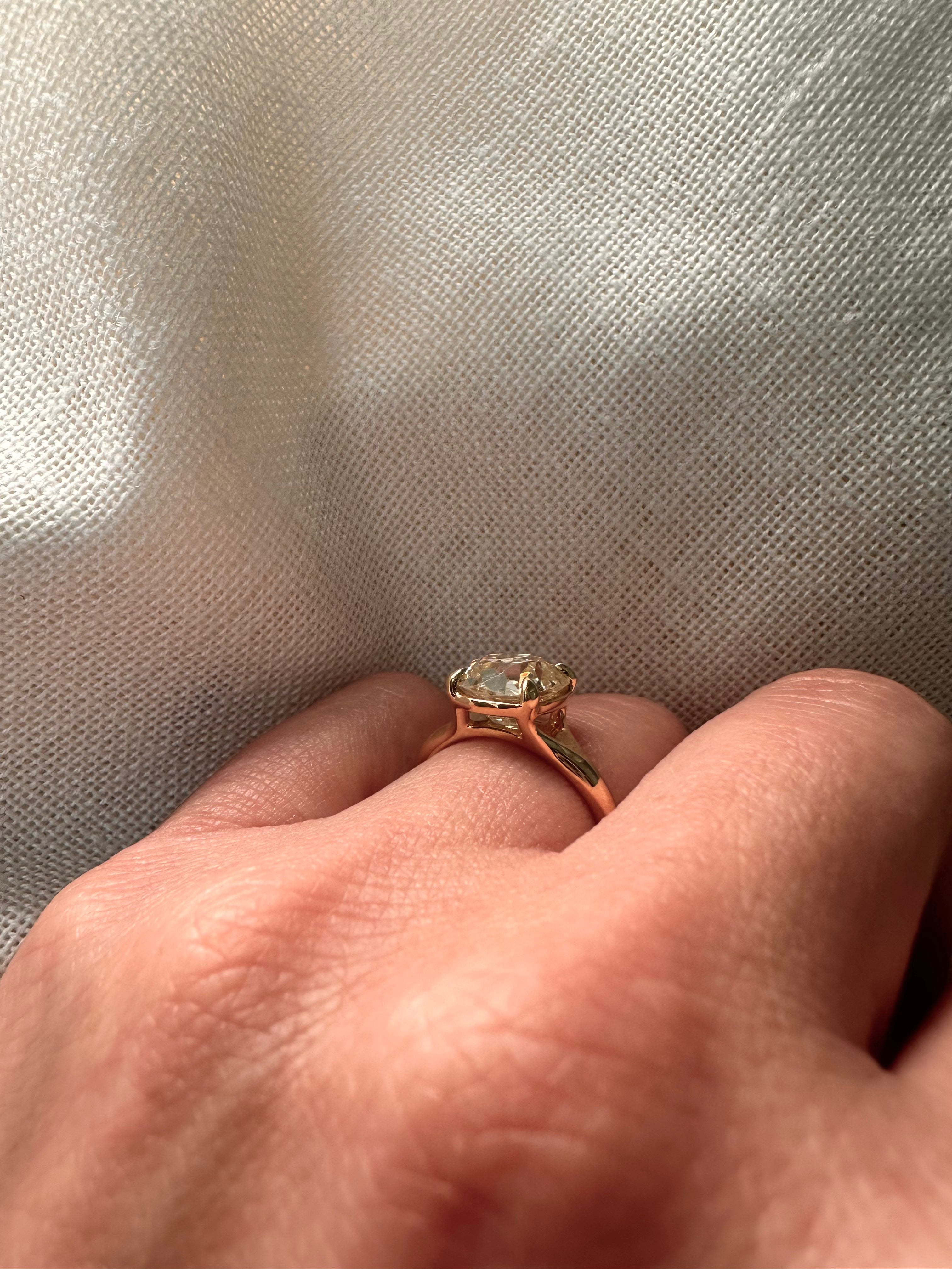 3.18 Carat Old Mine Cut Diamond Dea Engagement Ring