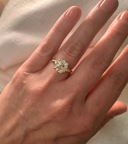 3.18 Carat Old Mine Cut Diamond Dea Engagement Ring