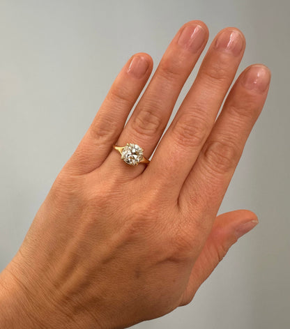 3.18 Carat Old Mine Cut Diamond Dea Engagement Ring