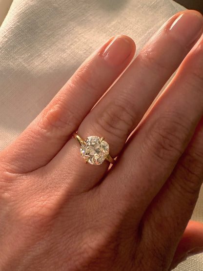 3.00 Carat Antique Cushion Brilliant Diamond Nodo Ring