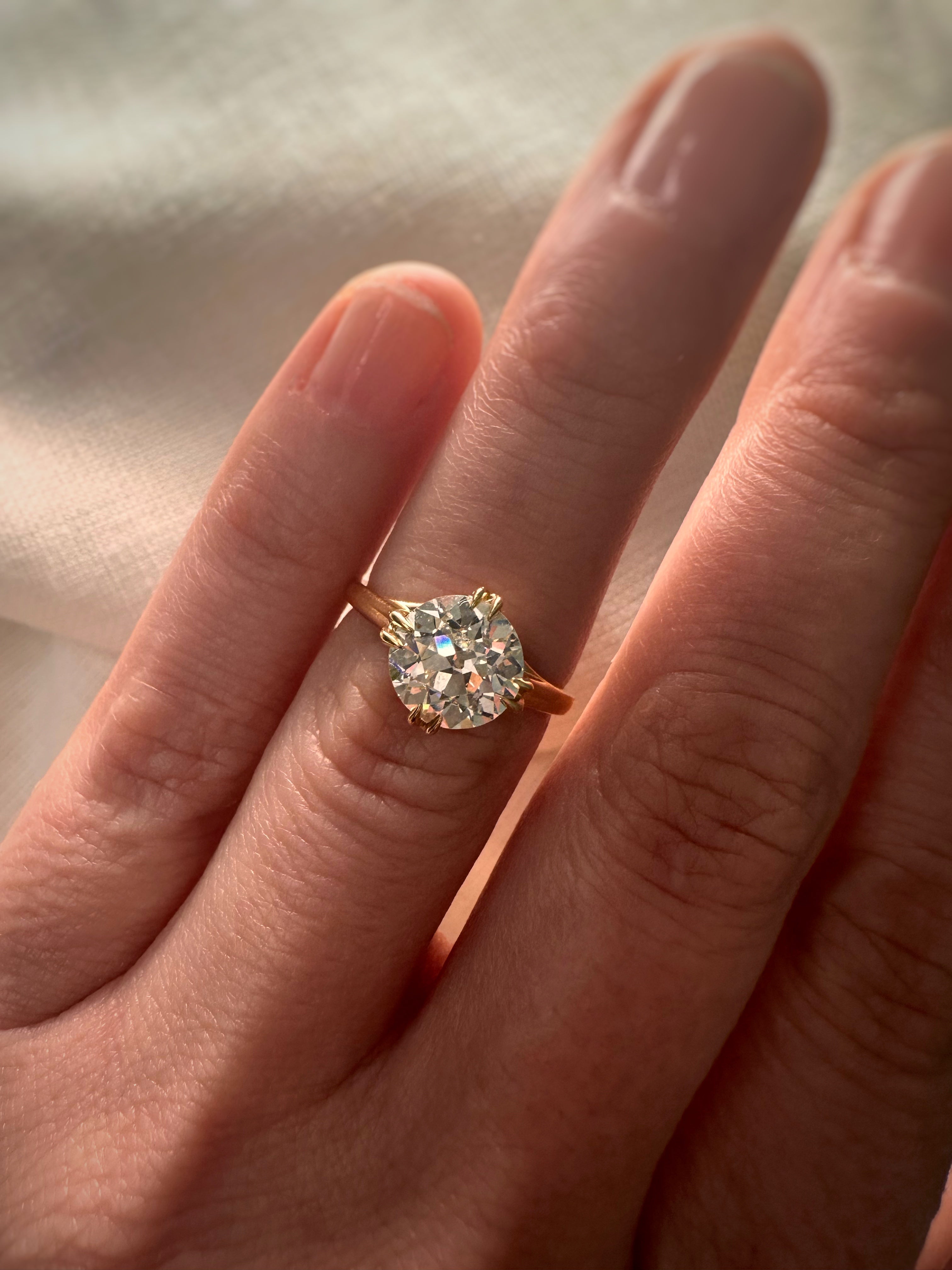 2.05 Carat Old European Cut Diamond Unis Ring