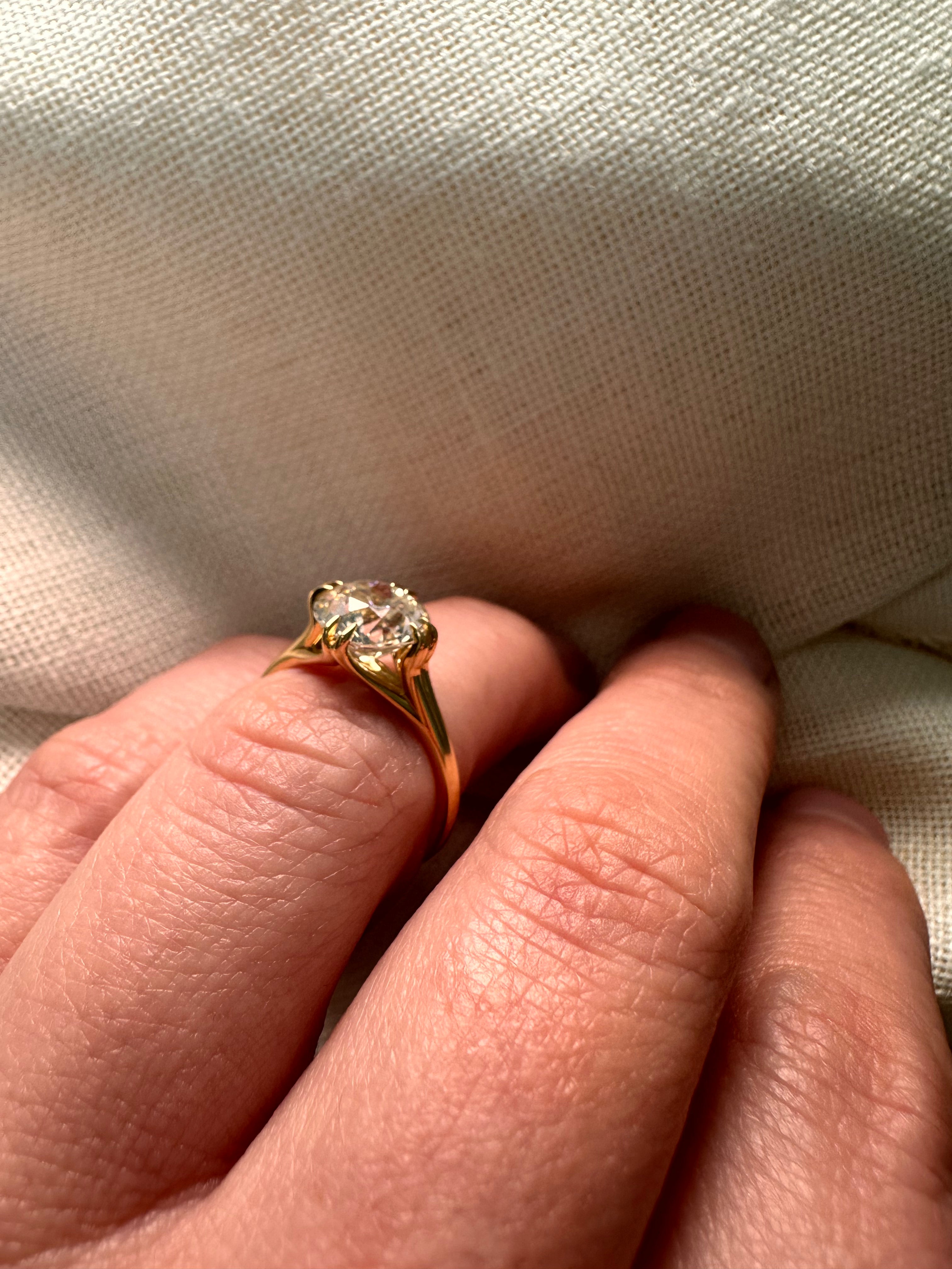 2.05 Carat Old European Cut Diamond Unis Ring